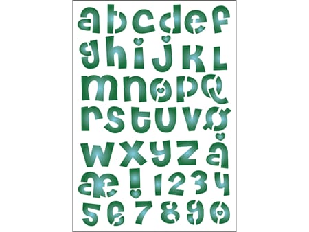 Pronty funky stencil - Alfabet med æøå - A4