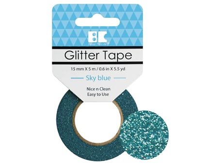 Glittertape - 15 mm x 5 m - Sky Blue