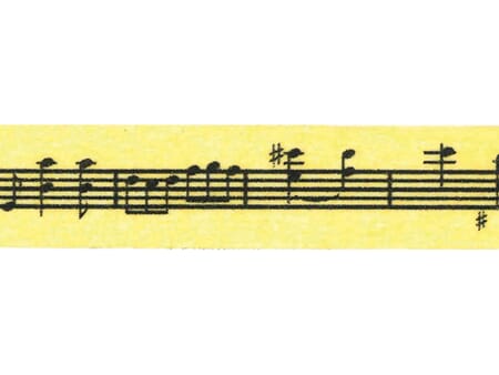 Vintage noter - sort på gul bunn