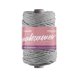 Makramegarn tvinnet - 4 mm - lys grå - 50 m