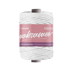 Makramegarn tvinnet - 4 mm - hvit