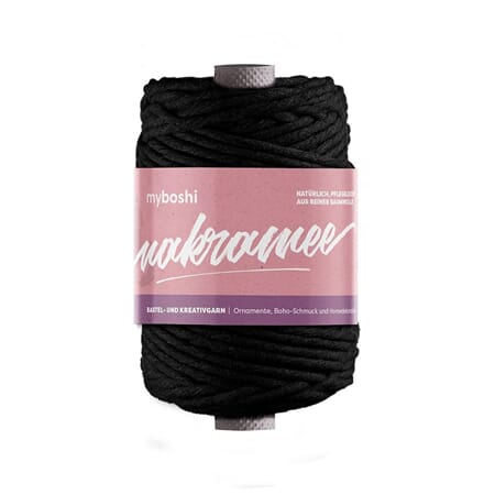Makramegarn tvinnet - 4 mm - svart