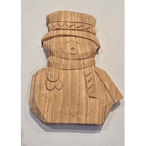 Snømann med utskjæring - ca 130 x 100 x 14 mm