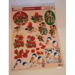 Nostalgisk Jul  - utstanset 3D ark - A4