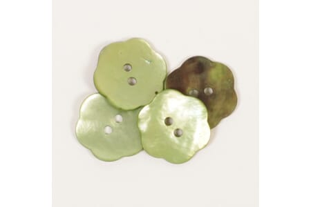 Drops perlemorsknapper - flower green - 20 mm