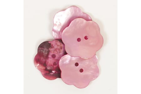 Drops perlemorsknapper - blomst rosa - 25 mm