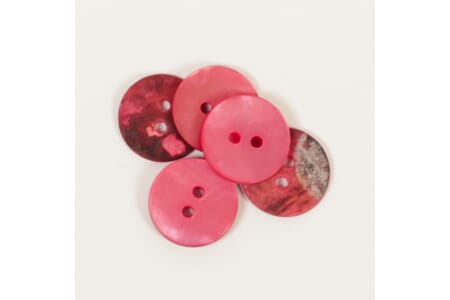 Drops Perlemorsknapper - rund rød - 15 mm
