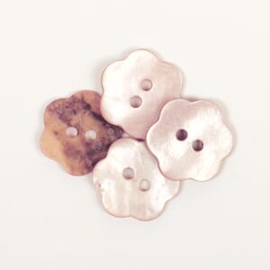 Drops perlemorsknapper - blomst lys rosa - 15 mm