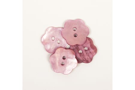 Drops perlemorsknapper - blomst rosa - 15 mm