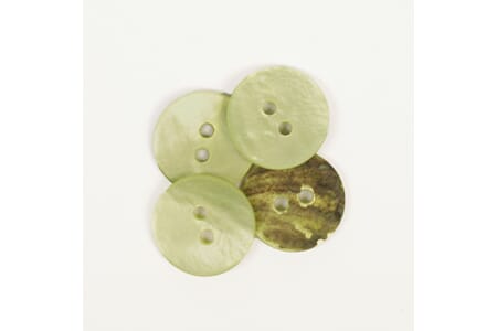 Drops perlemorsknapper - rund grønn - 15 mm