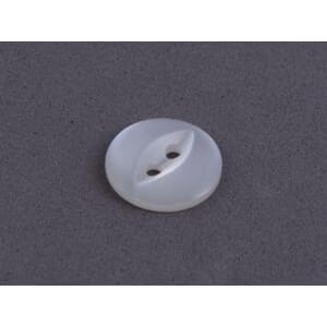 Knapp hvit rund - 14 mm