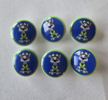 Knapper Paw Patrol - 15 mm - 6 stk