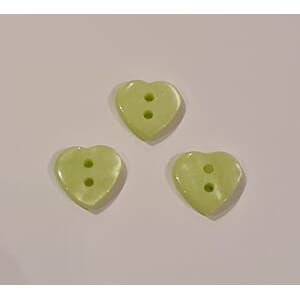 Hjerteknapp - lys grønn - 15 mm