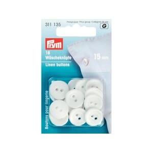 Prym knapper - 15 mm/ 18 stk - hvit