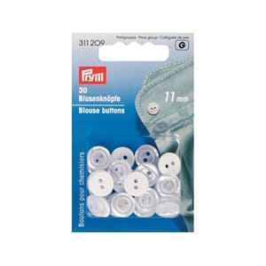 Prym bluseknapper - 11 mm/ 30 stk - hvite