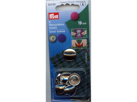 Cover Buttons - 19 mm - 5 stk - sølv