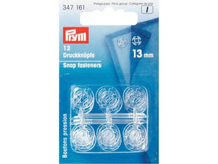 Prym patentknapper - 13 mm/ 12 stk - transparent