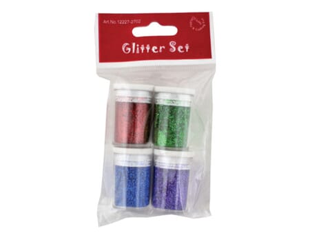 Glittersett - 4 x 4g - rød/blå/grønn/lilla
