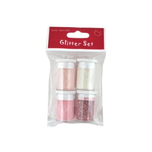 Glitter - 4 x 4g - hvit og rosa