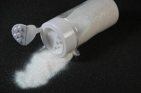 Glitter finkornet - 250 g - hvit