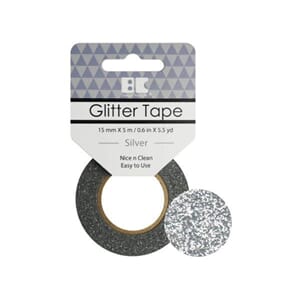 Glittertape - 15 mm x 5 m - Silver