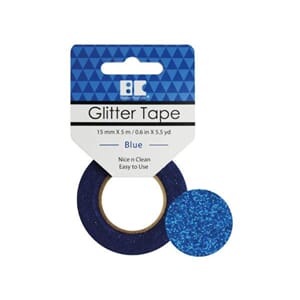 Glittertape - 15 mm x 5 m - Blå