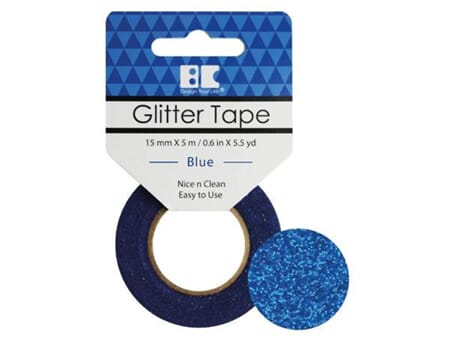 Glittertape - 15 mm x 5 m - Blå