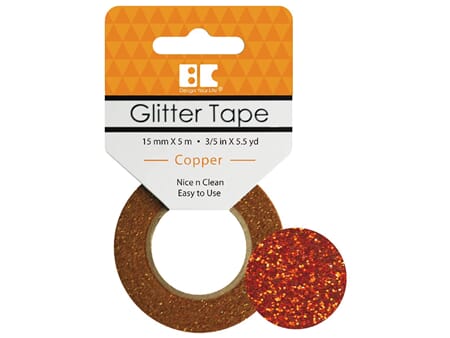 Glittertape - 15 mm x 5 m - Kobber