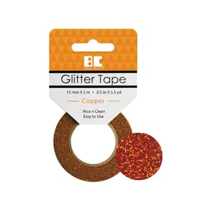 Glittertape - 15 mm x 5 m - Kobber
