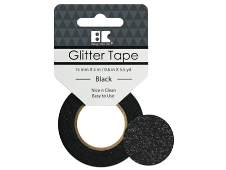Glittertape - 15 mm x 5 m - Sort
