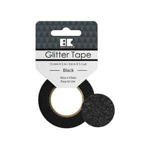Glittertape - 15 mm x 5 m - Sort