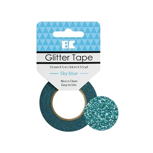 Glittertape - 15 mm x 5 m - Sky Blue