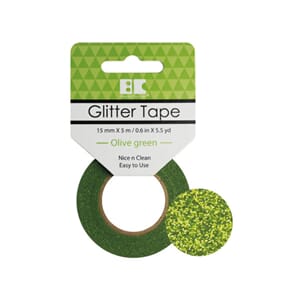 Glittertape - 15 mm x 5 m - Olivengrønn