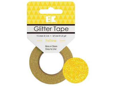 Glittertape - 15 mm x 5 m - Gul