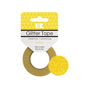 Glittertape - 15 mm x 5 m - Gul