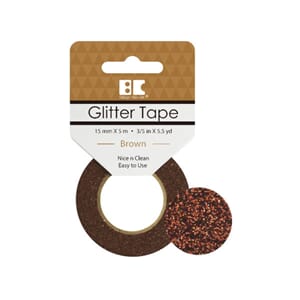 Glittertape - 15 mm x 5 m - Brun