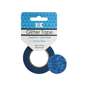 Glittertape - 15 mm x 5 m - Ocean blå