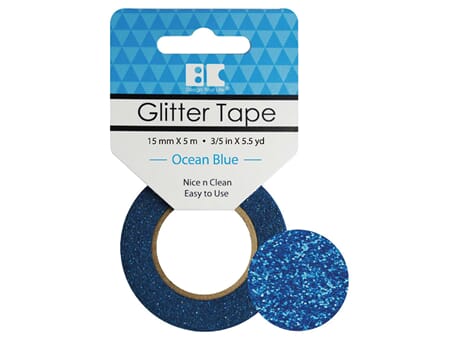 Glittertape - 15 mm x 5 m - Ocean blå