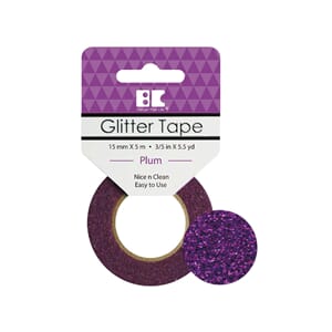 Glittertape - 15 mm x 5 m - Plomme