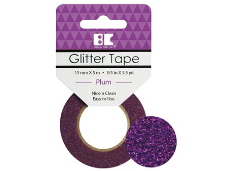 Glittertape - 15 mm x 5 m - Plomme