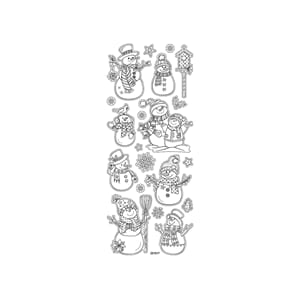 Klistremerker Fargelegg meg !! - Snømenn m/ glitter