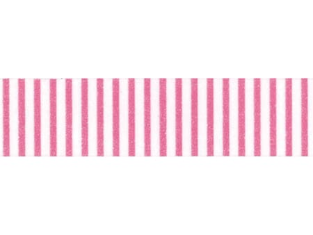 Hvit med rosa striper - 15 mm x 10 m