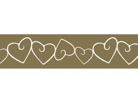 Washi tape - hvit på gull - hjertebord - 15 mm x 10 m