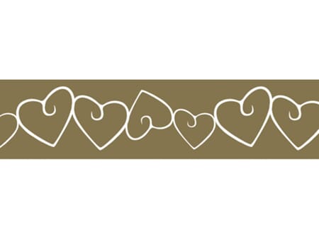 Washi tape - hvit på gull - hjertebord - 15 mm x 10 m