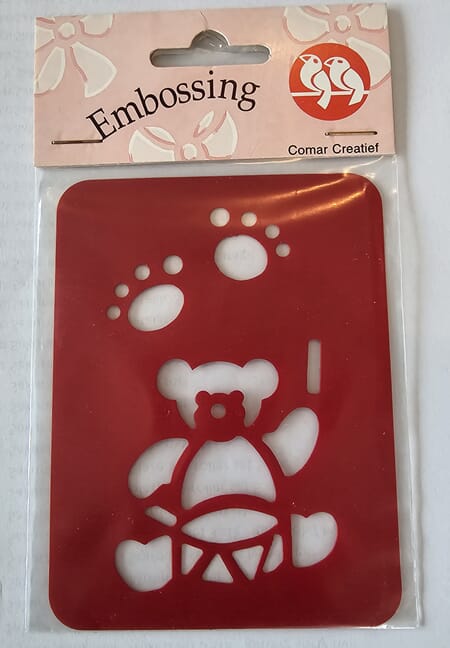 Sjablong - Bamse m/ trommer - 8 x 10,5 cm