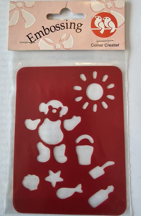 Sjablong - Bamse v/ stranden - 8 x 10,5 cm
