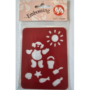 Sjablong - Bamse v/ stranden - 8 x 10,5 cm