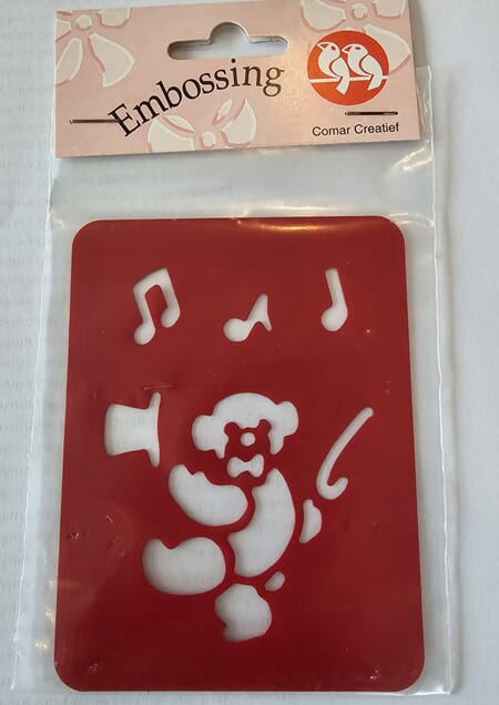 Sjablong - Bamse m/ noter - 8 x 10,5 cm