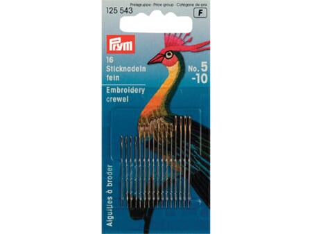 Broderinpler/ perlenåler fin - No 5-10 - 16 stk