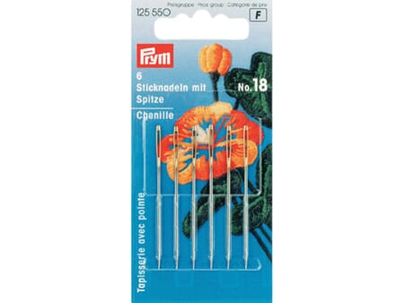 Broderinåler spiss - No 18 - 6 stk